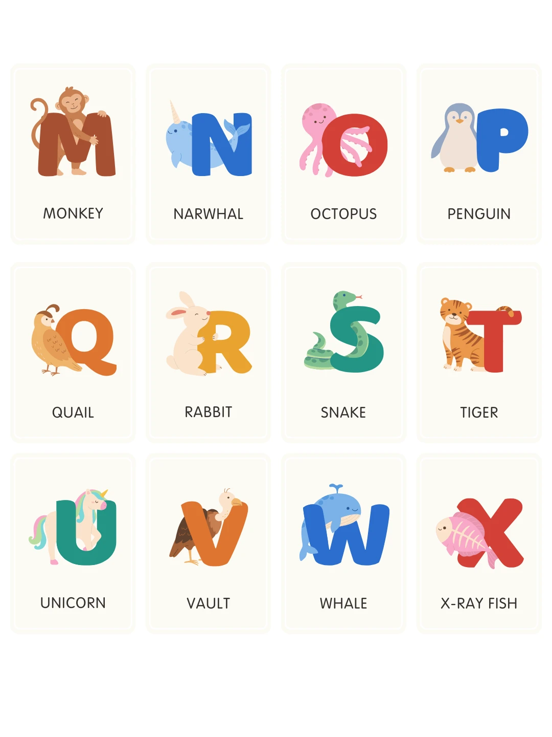 🆓免费资源下载｜🐊动物字母A-Z闪卡