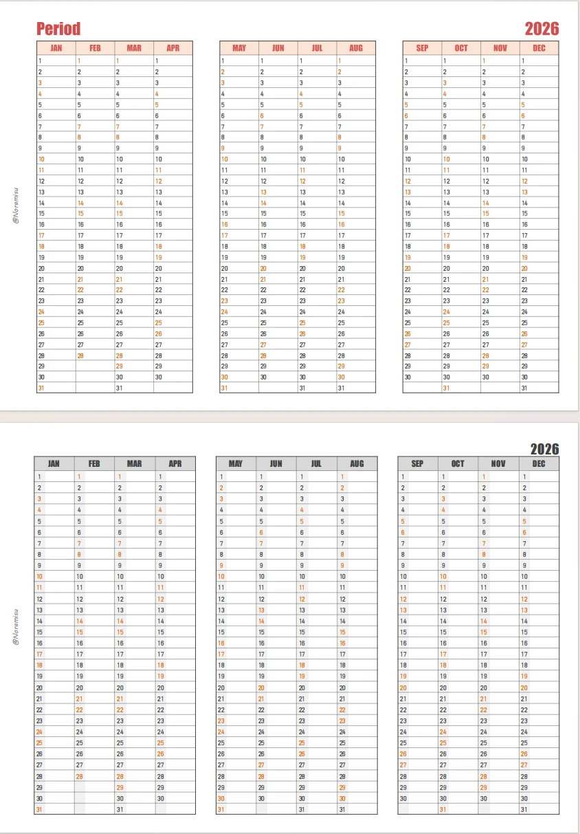 【自制内页分享】A5slim三折页2026月历打卡