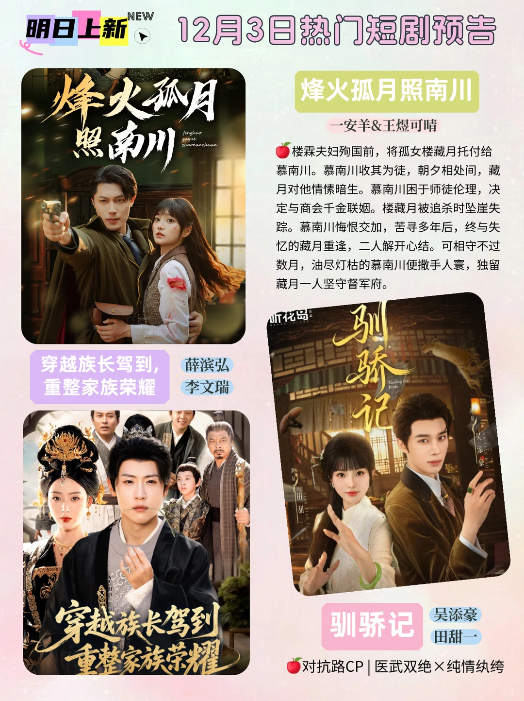 短剧预告 | 12月3日热门短剧上新推荐！