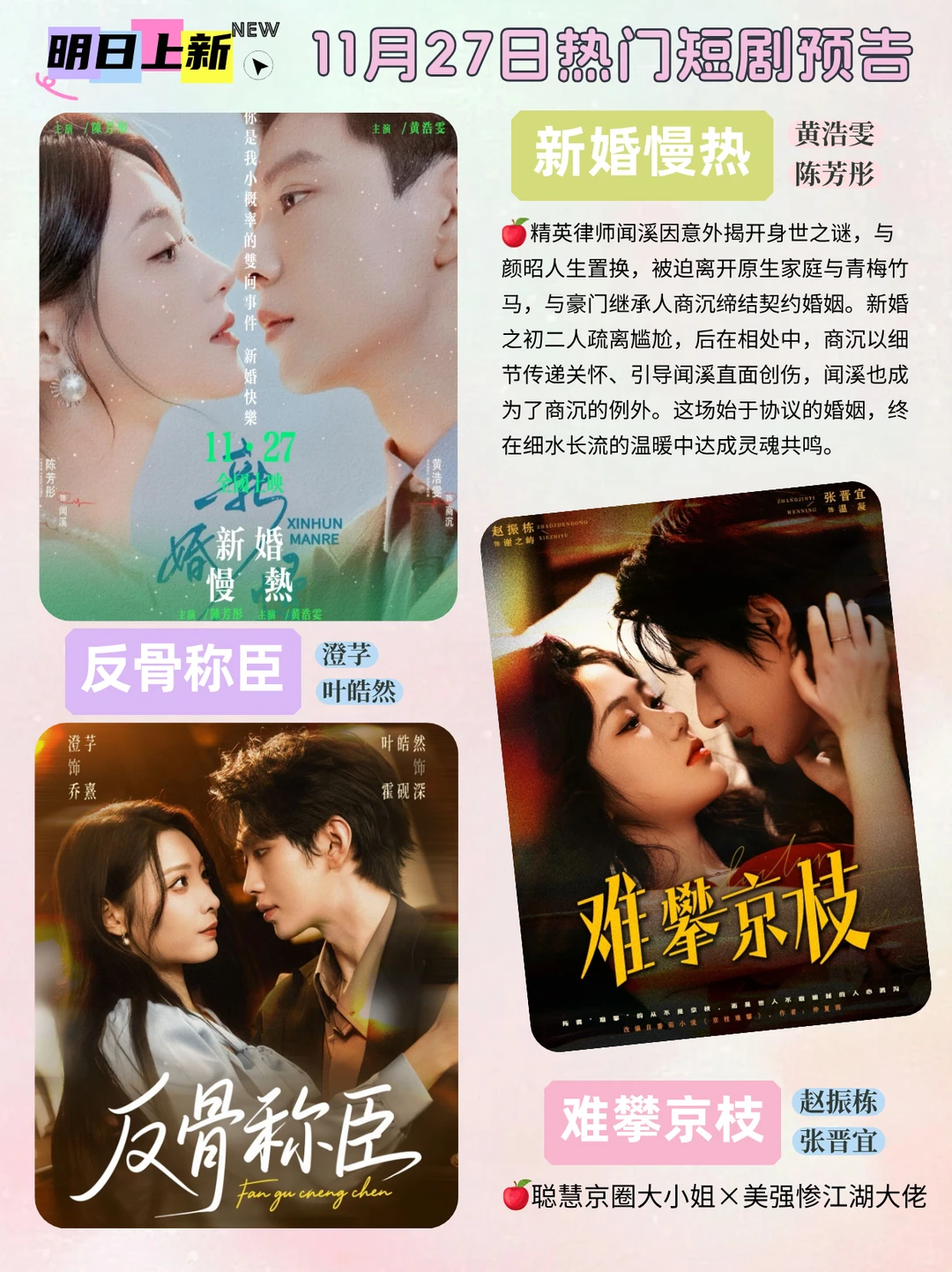 短剧预告 | 11月27日热门短剧上新推荐！