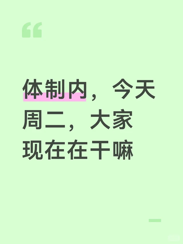 体制内，今天周二，大家现在在干嘛体制内