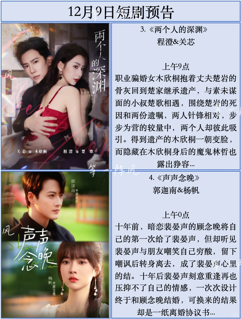 12月9日短剧预告