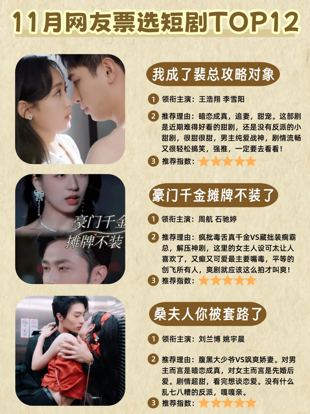 拯救剧慌‼️11月网友票选短剧TOP12