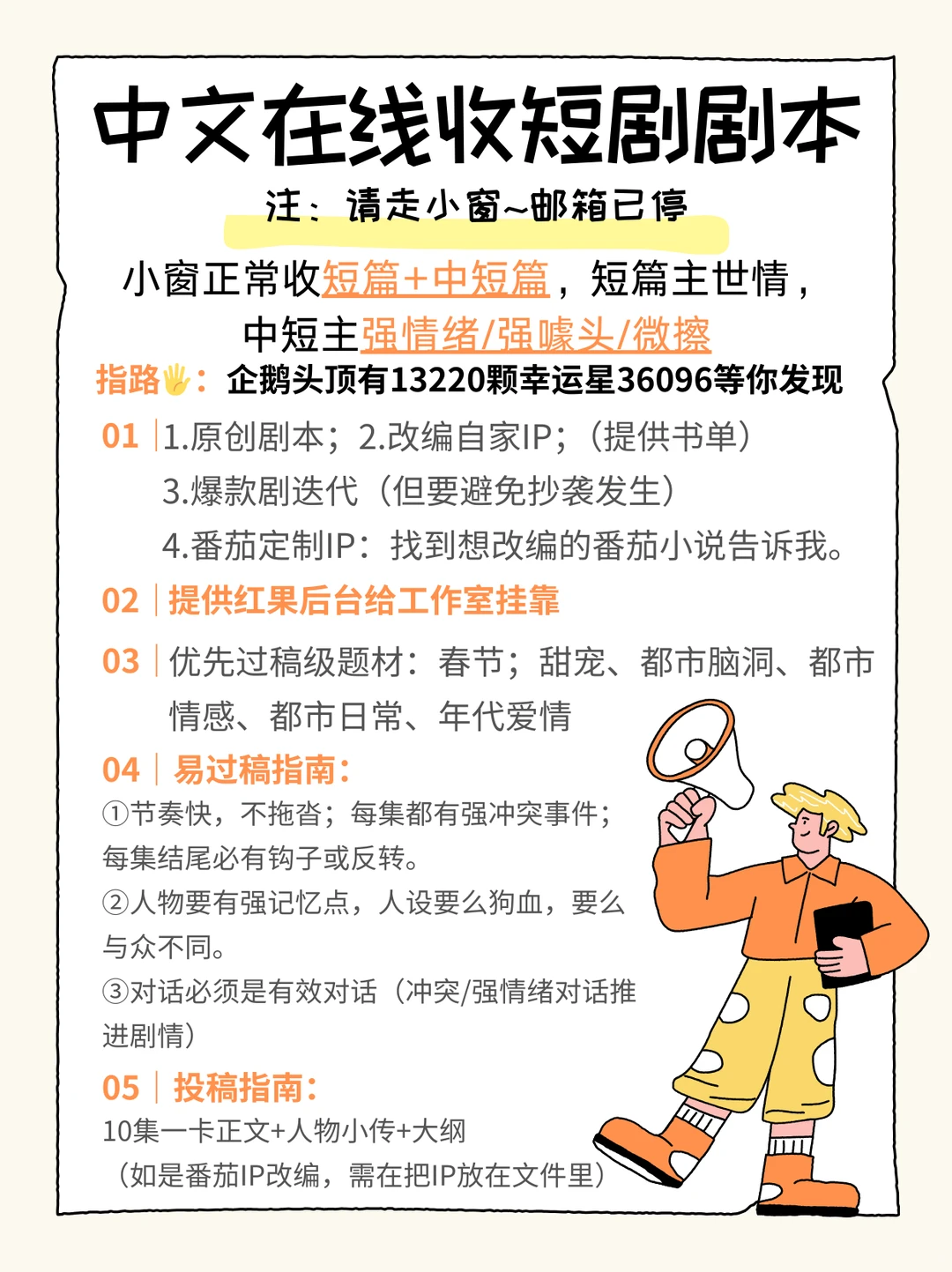 中文在线收短剧剧本啦！也收动态漫哦速来