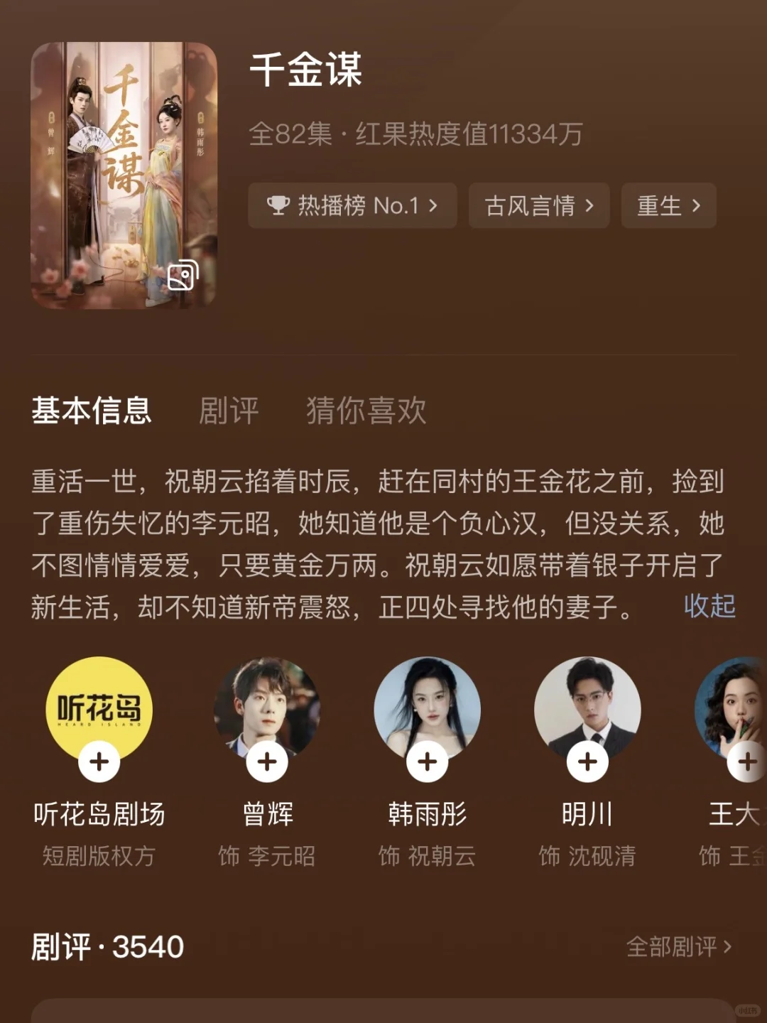 《千金谋》如何用“清醒”人设，撬动破亿流量？