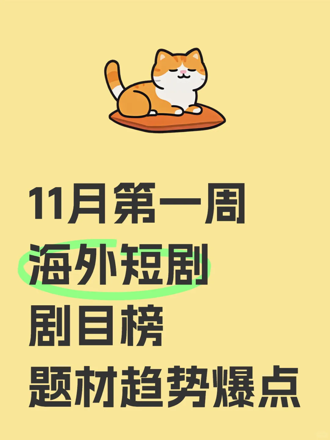 11月第一周海外短剧剧目榜题材趋势爆点