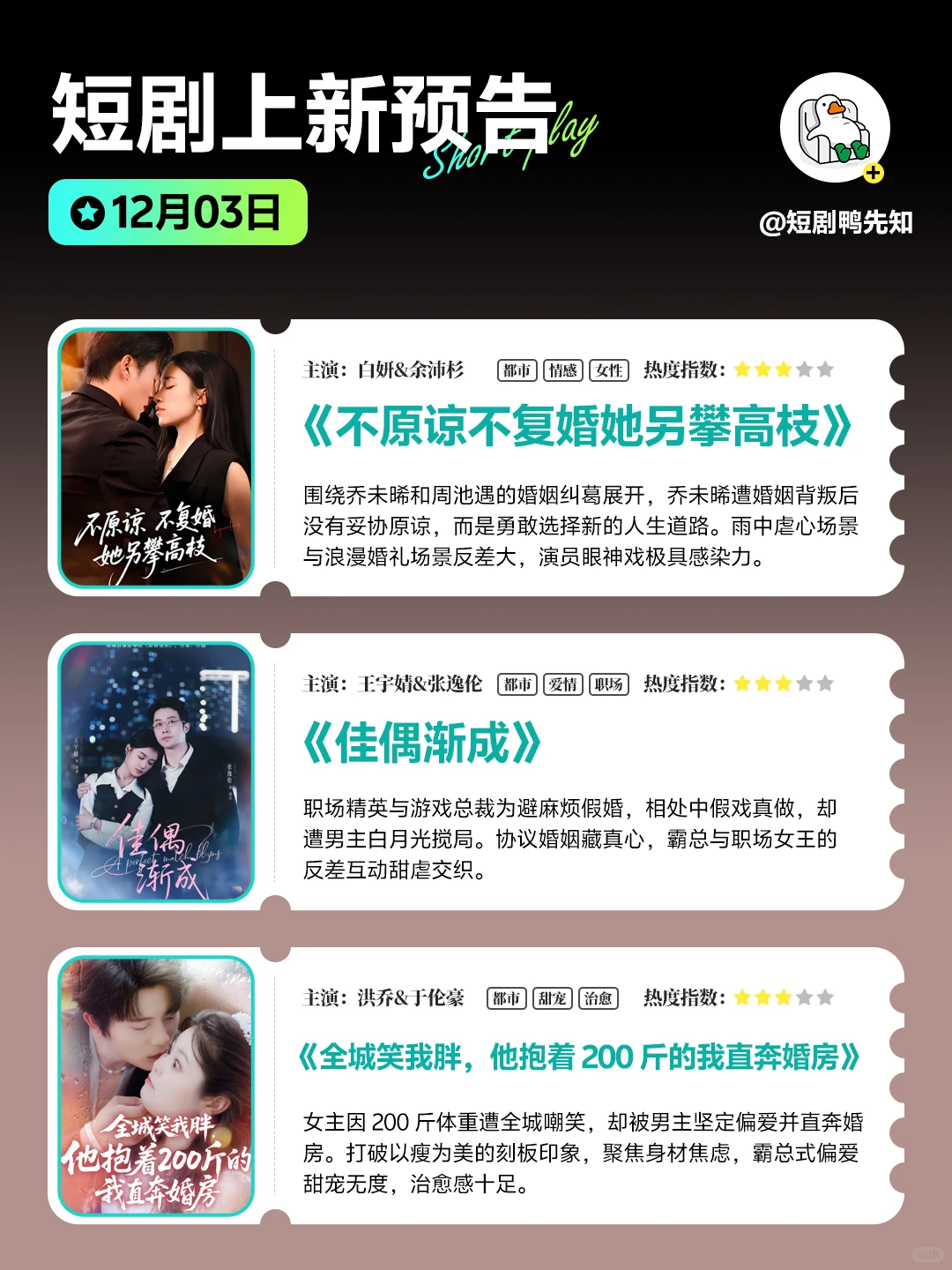 12月3日短剧预告 🥰 好剧别错过！