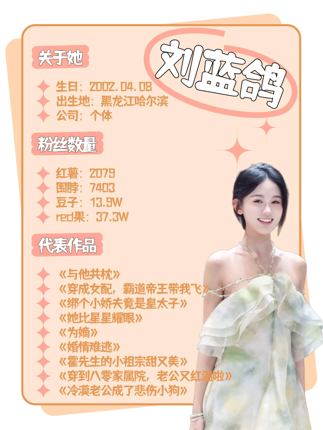 每天认识一位短剧女演员之刘蓝鸽