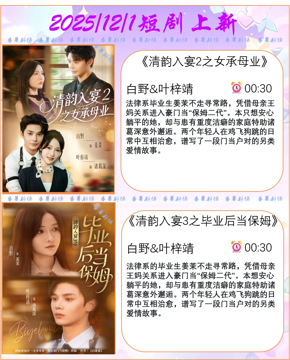 📺2025/12/1短剧上新