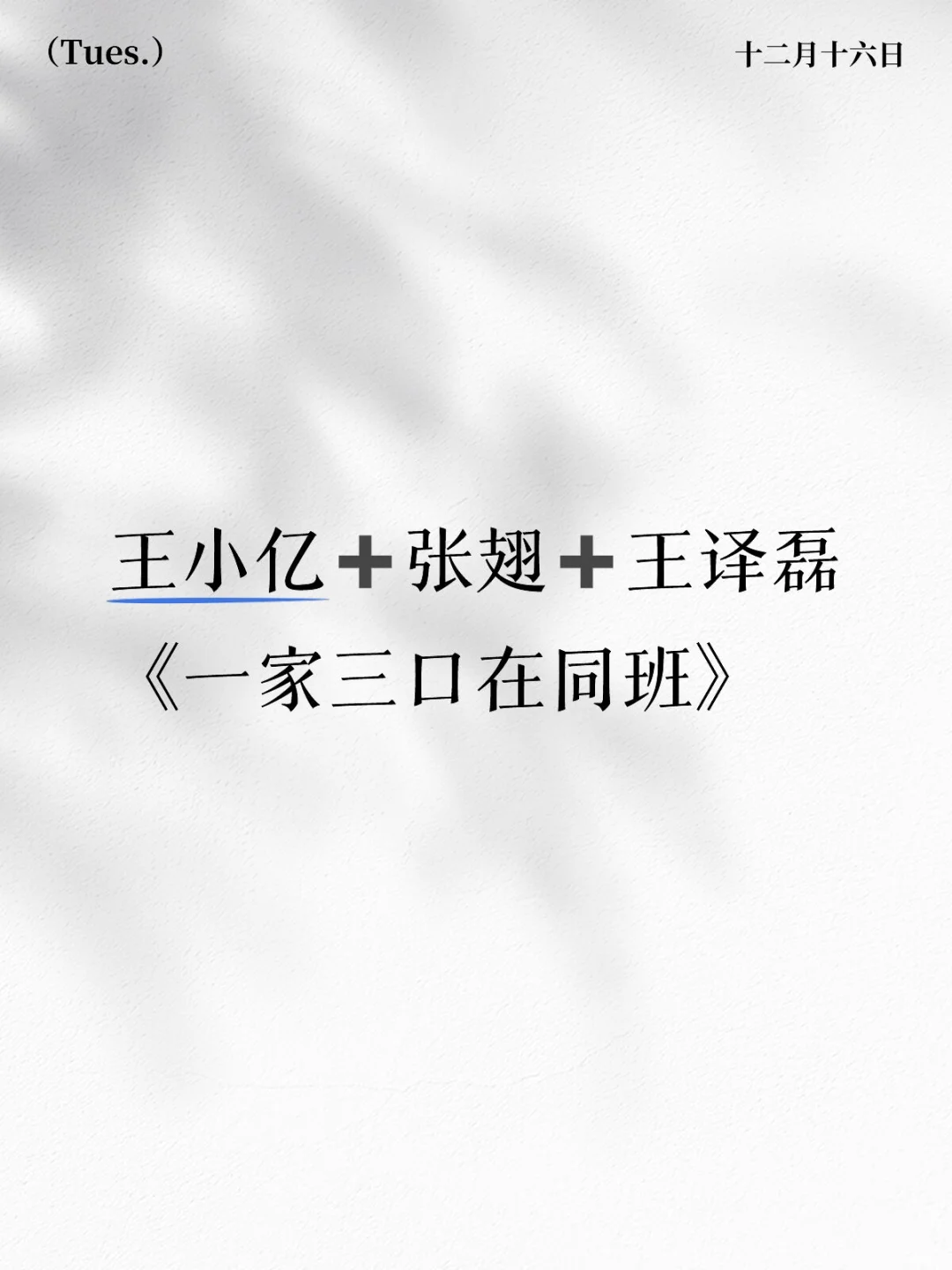 王小亿➕张翅➕王译磊《一家三口在同班》