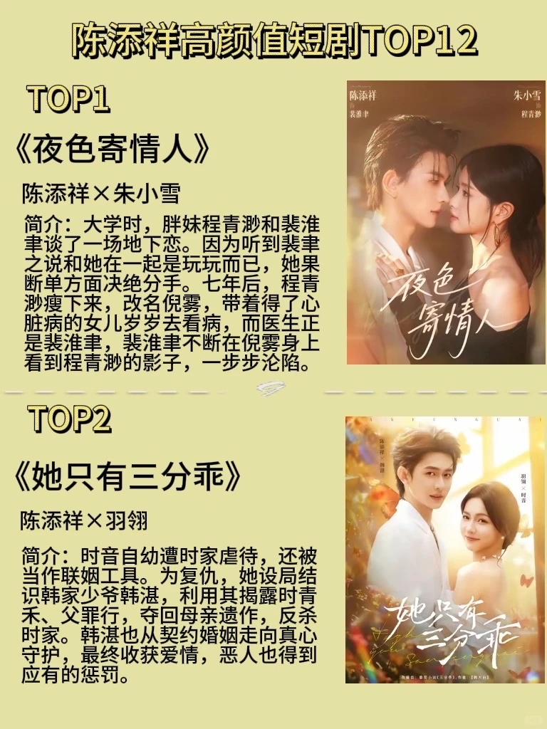 陈添祥12部神作盘点，颜狗的终极狂欢🎉