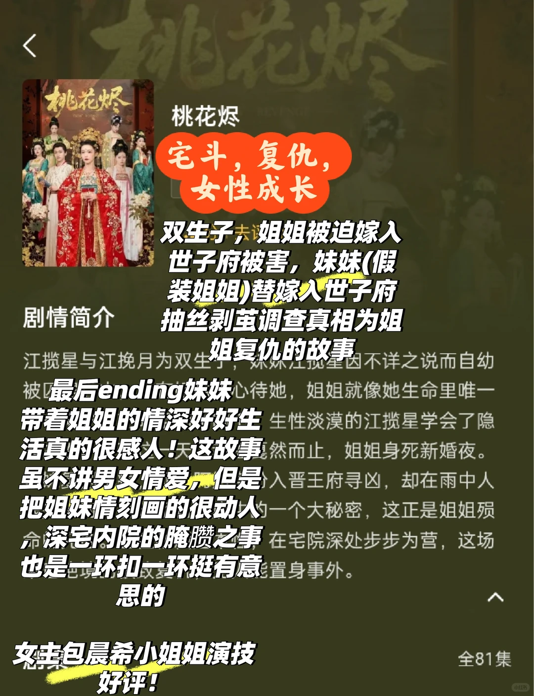 宅斗复仇姐妹情深还不错的