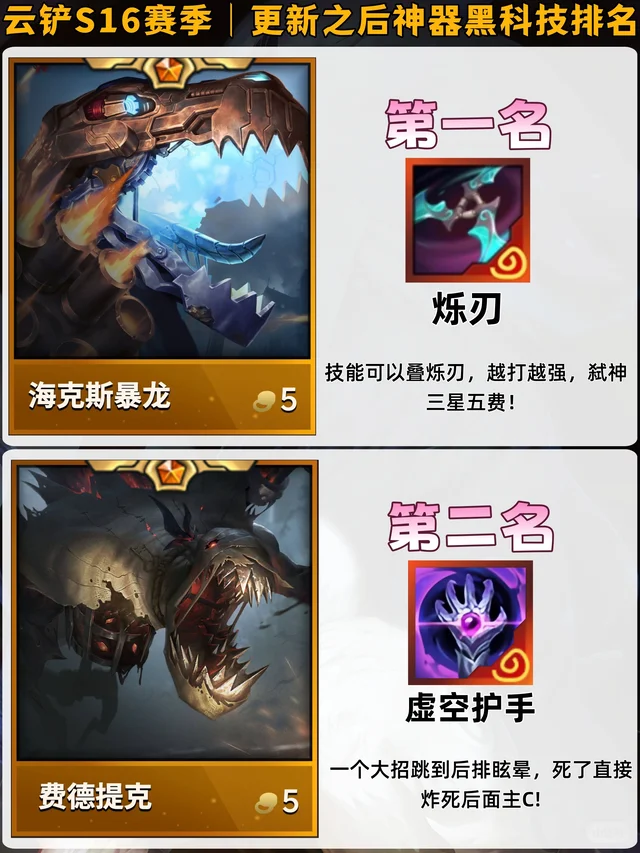 姐妹们！金铲铲S16赛季神器黑科技排名来咯