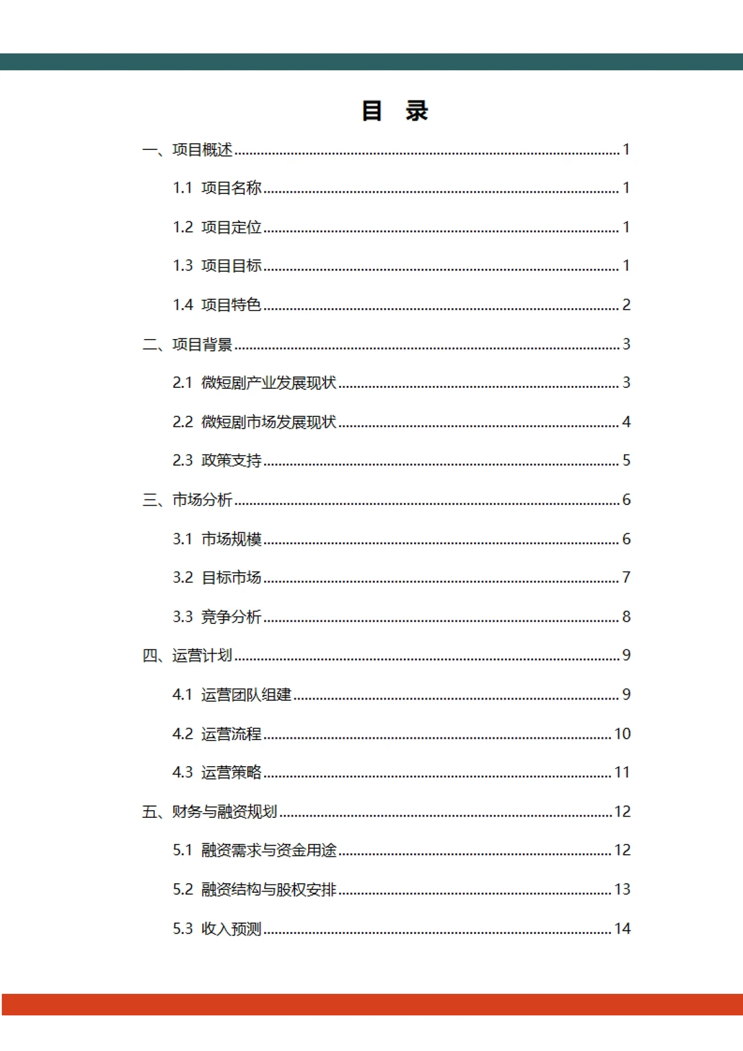 🔥微短剧融资计划书word➕ppt