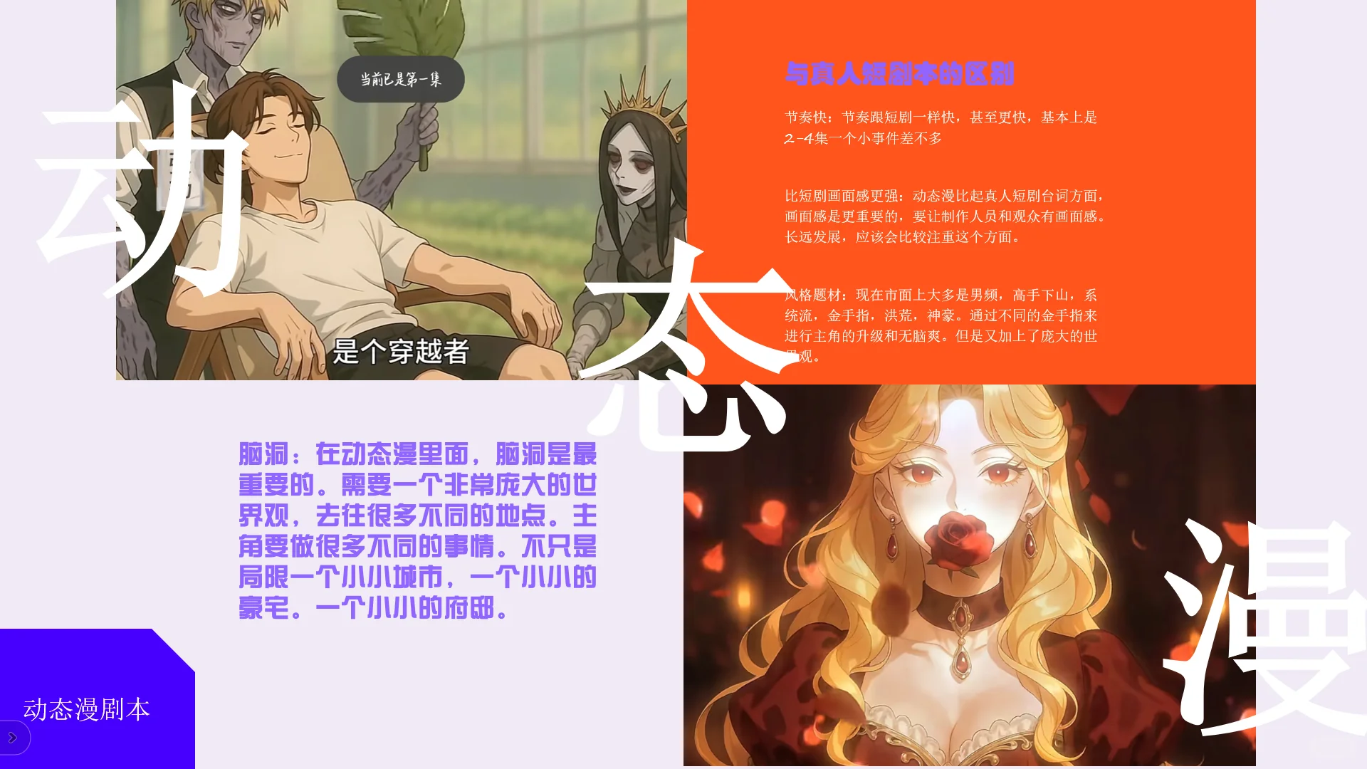 动态漫，沙雕漫，AI真人漫和真人短剧区别