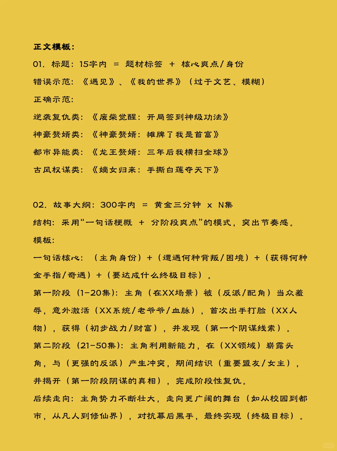 各类漫剧剧本模板【小说IP、动态、沙雕】