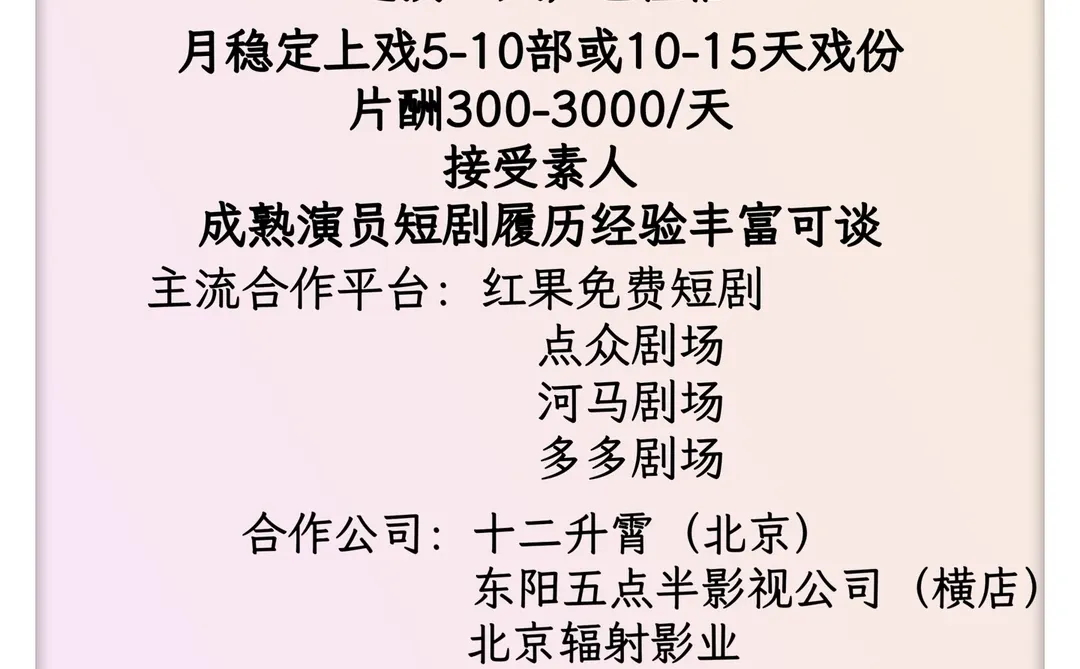 天津短剧演员招募