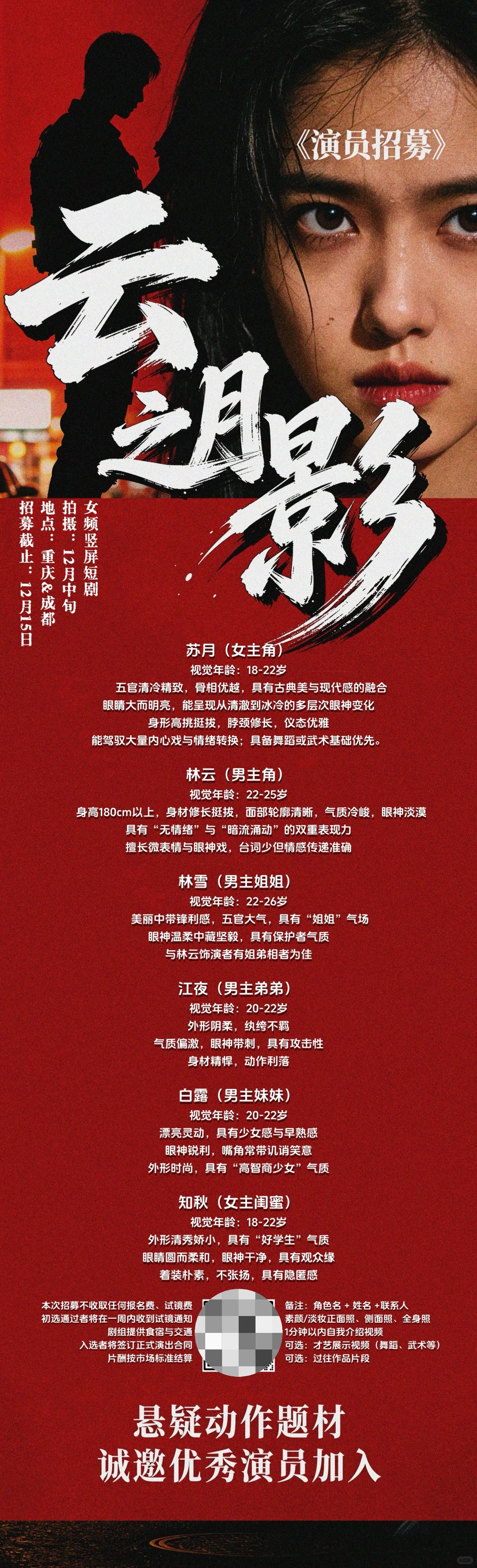 短剧招募～演员和工作人员