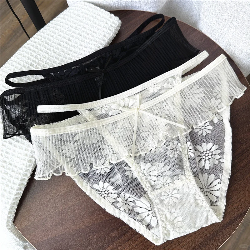 性感飞边网纱比基尼内裤👙