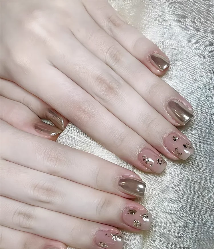 千金风温柔纯欲风魔镜粉美甲