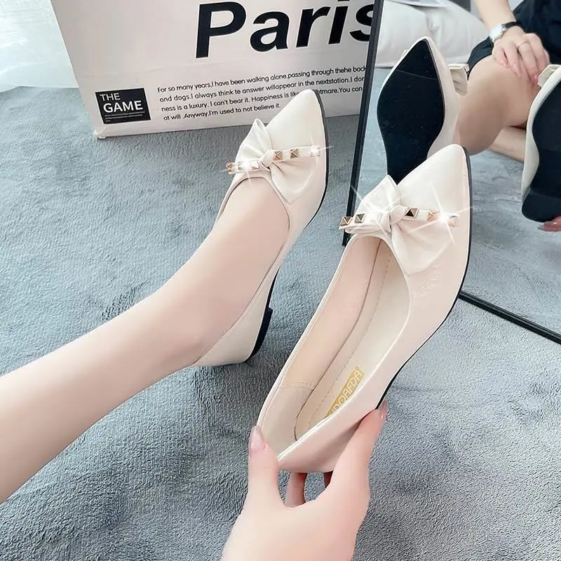 夏季新款✨尖头蝴蝶结豆豆鞋👠
