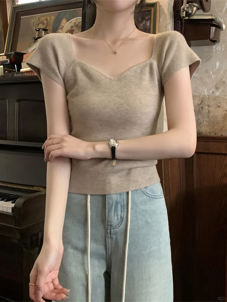 夏日必备👚性感露锁骨T恤