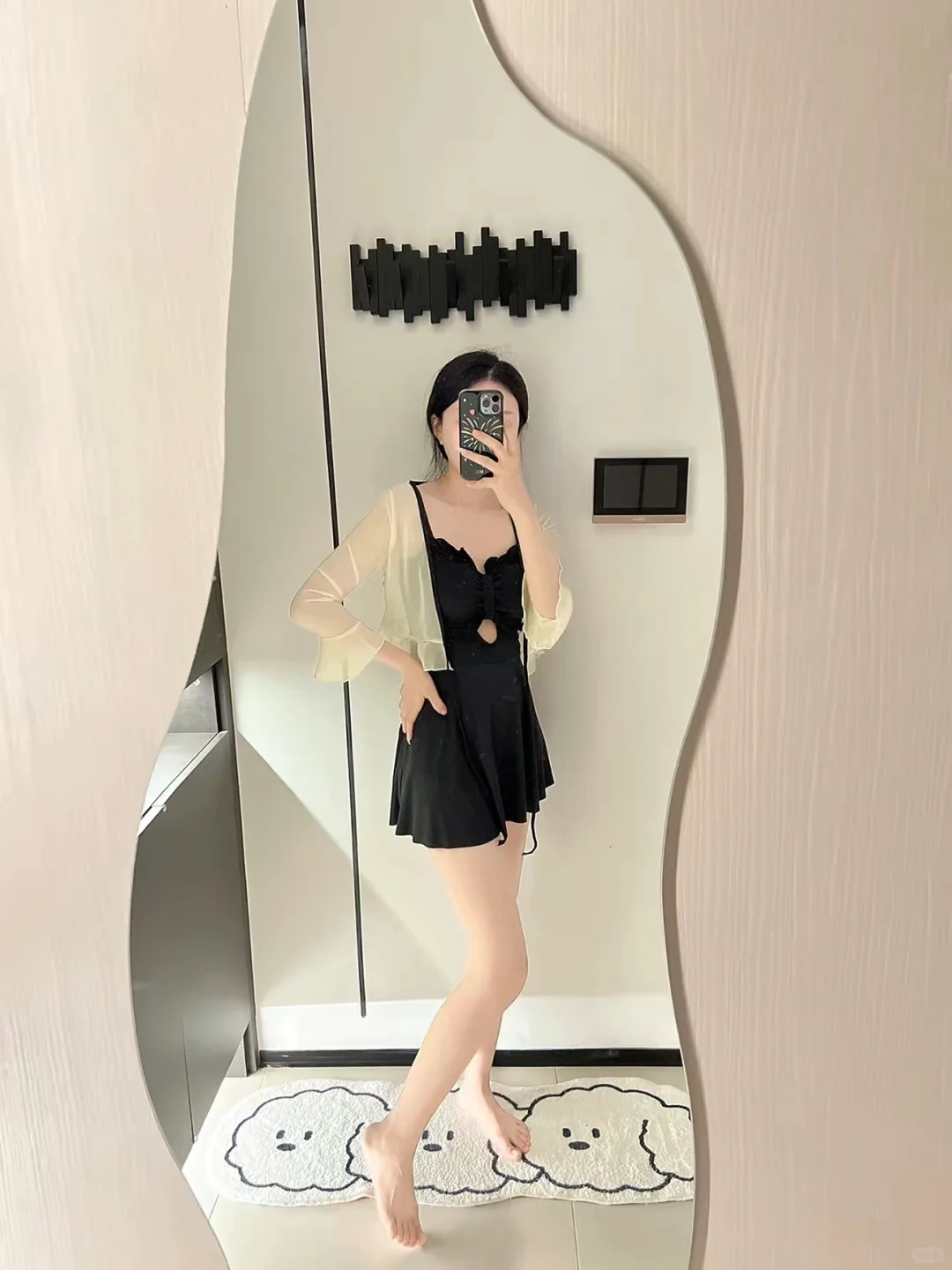 太迷人了!纯欲风长袖两件套裙式连体泳衣