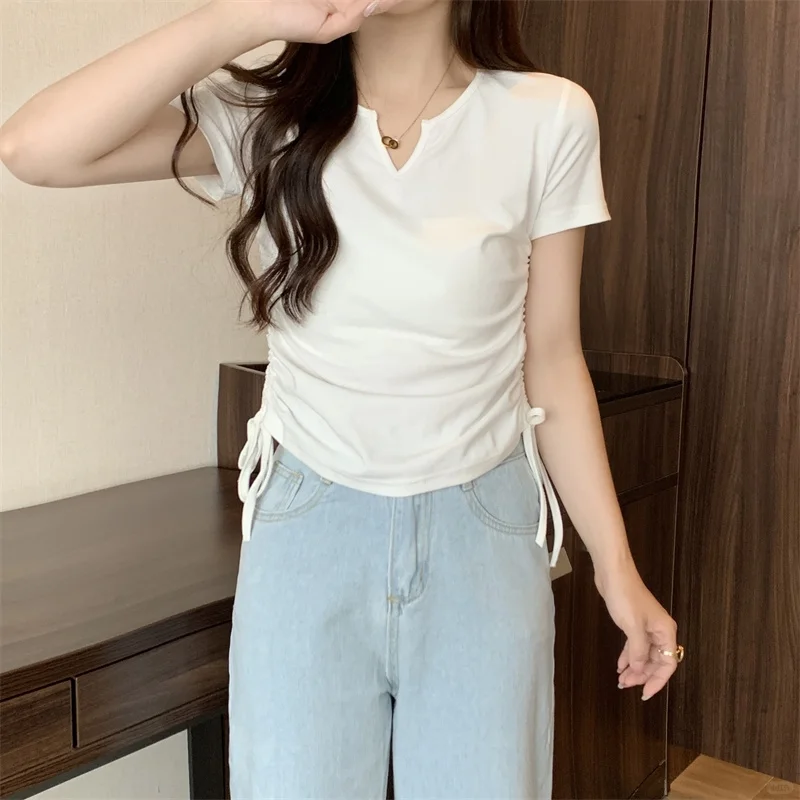 夏季必备！性感辣妹深V短袖T恤👚