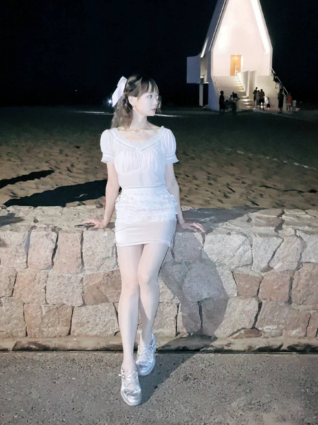 日系法式穿搭和白色丝袜