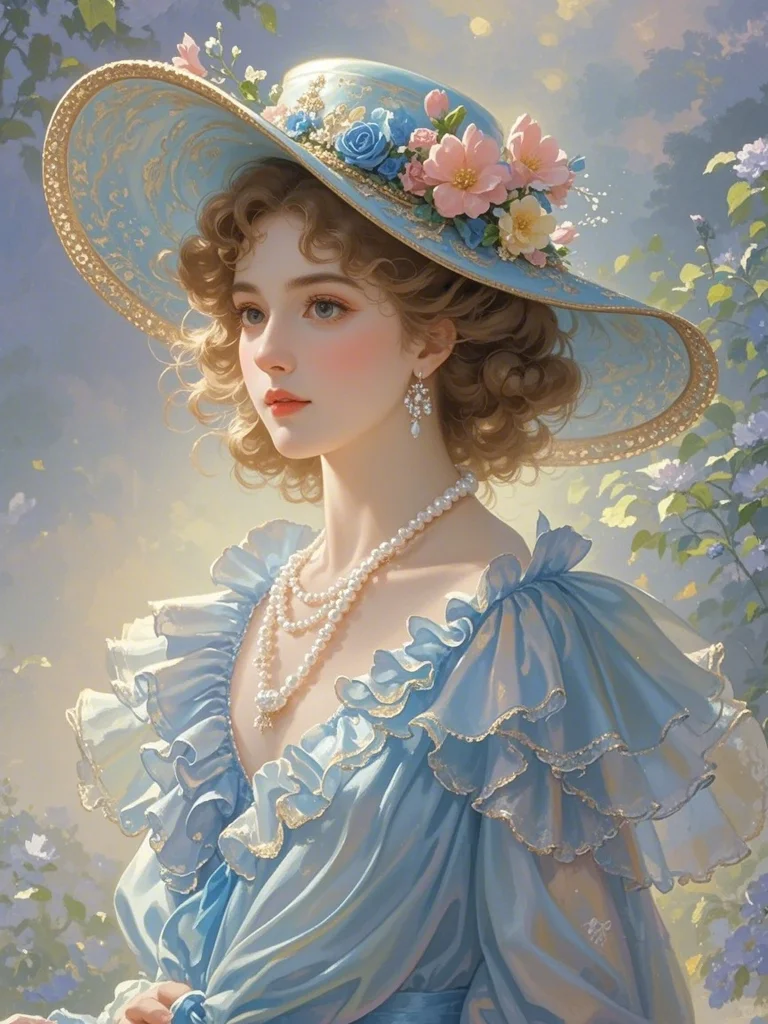 维多利亚时代的优雅与浪漫，《蓝帽子的少女》