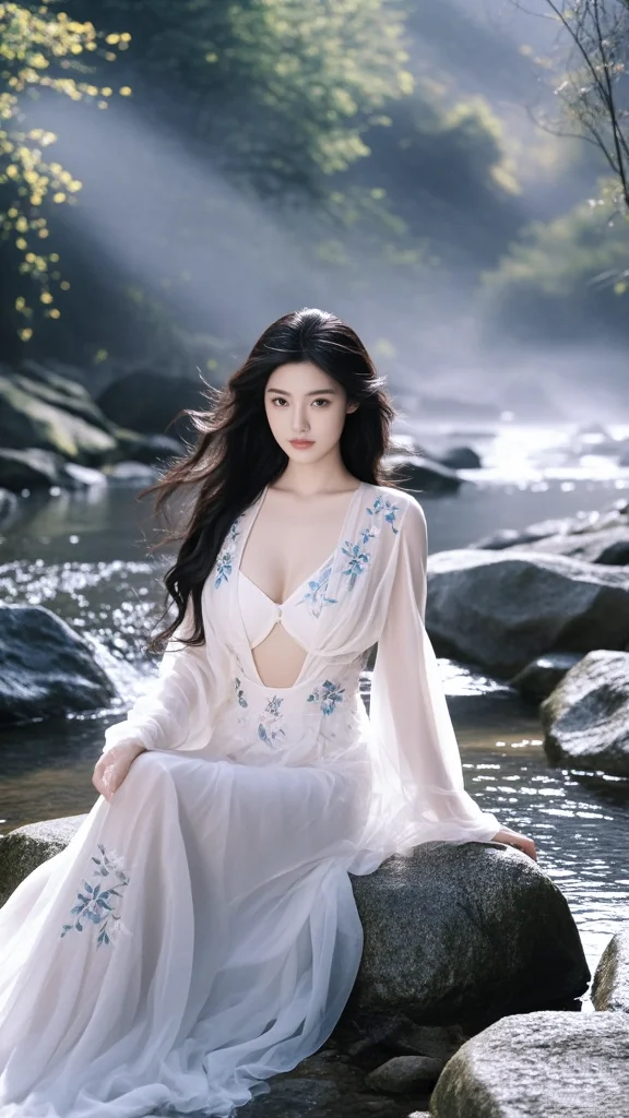 清晨的玫瑰晨雾中仙女