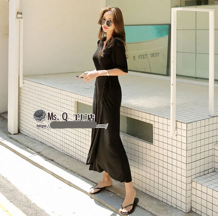 👗夏季必备！性感V领长裙💃