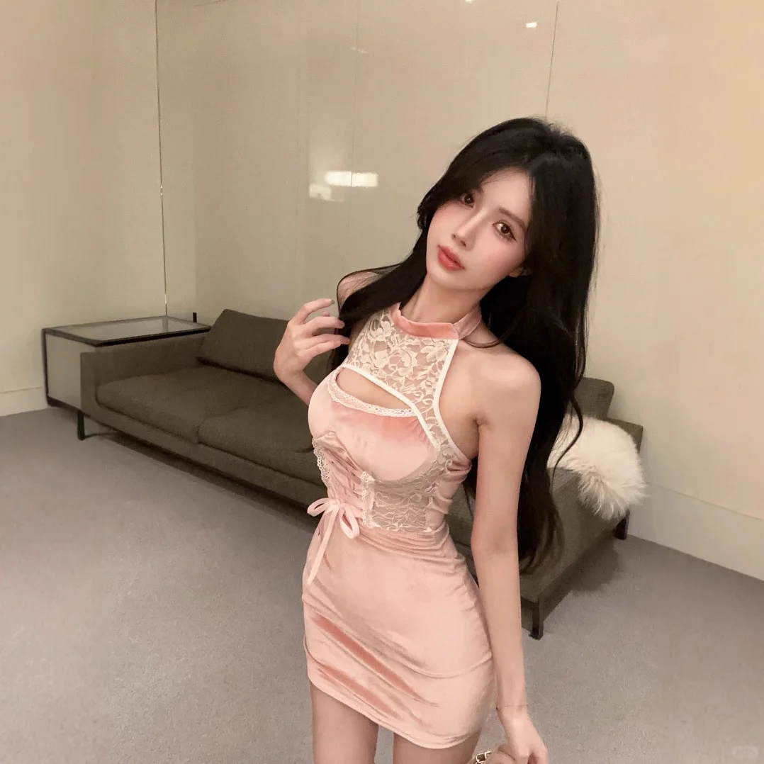 💖气质粉色蕾丝裙🌸