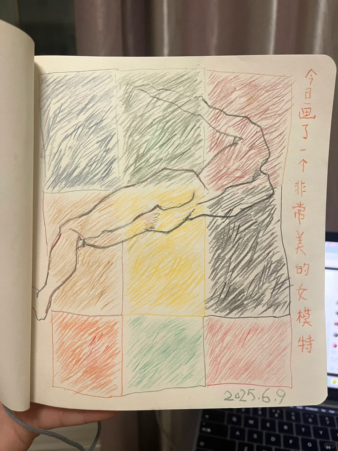 今日画到了“最美女人体”模特