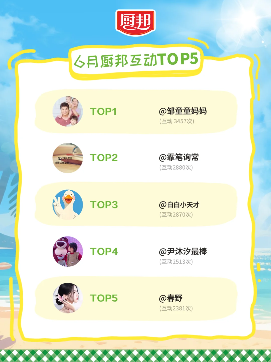 6月互动榜公开 | 铁粉宝快来接收惊喜礼物