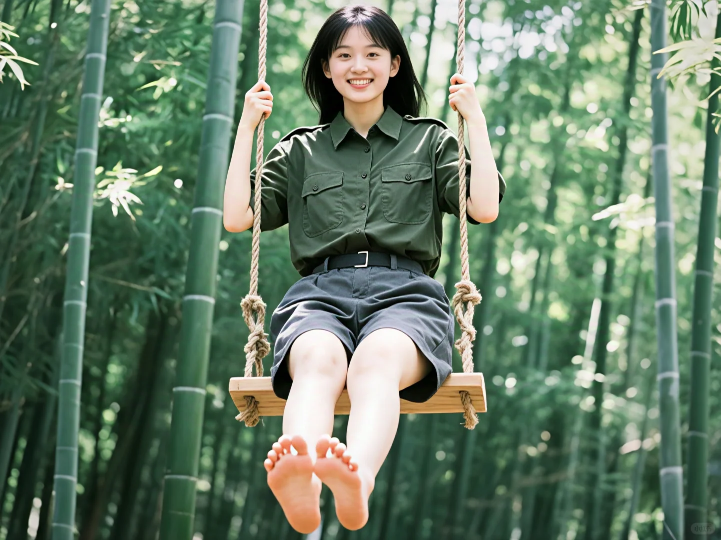 [AI生成]竹林荡秋千少女