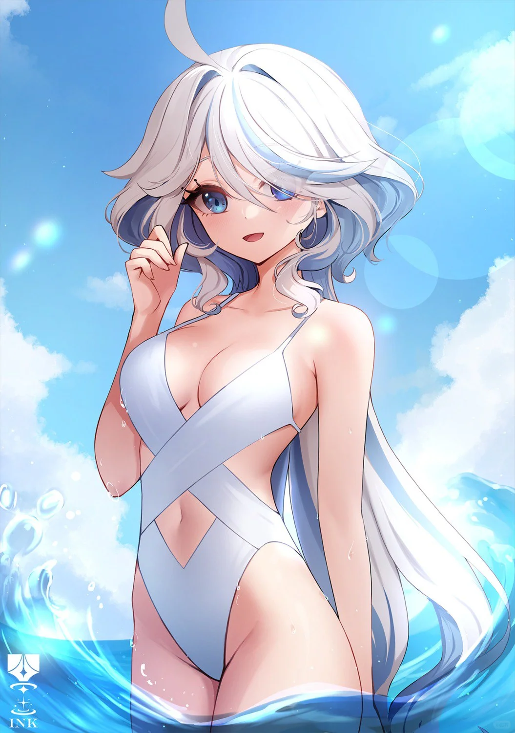 海边泳装动漫壁纸插画-清凉一夏~