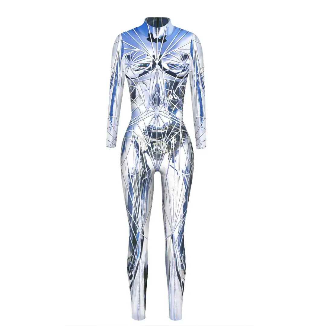跨境欧美性感3D印花cos连体衣