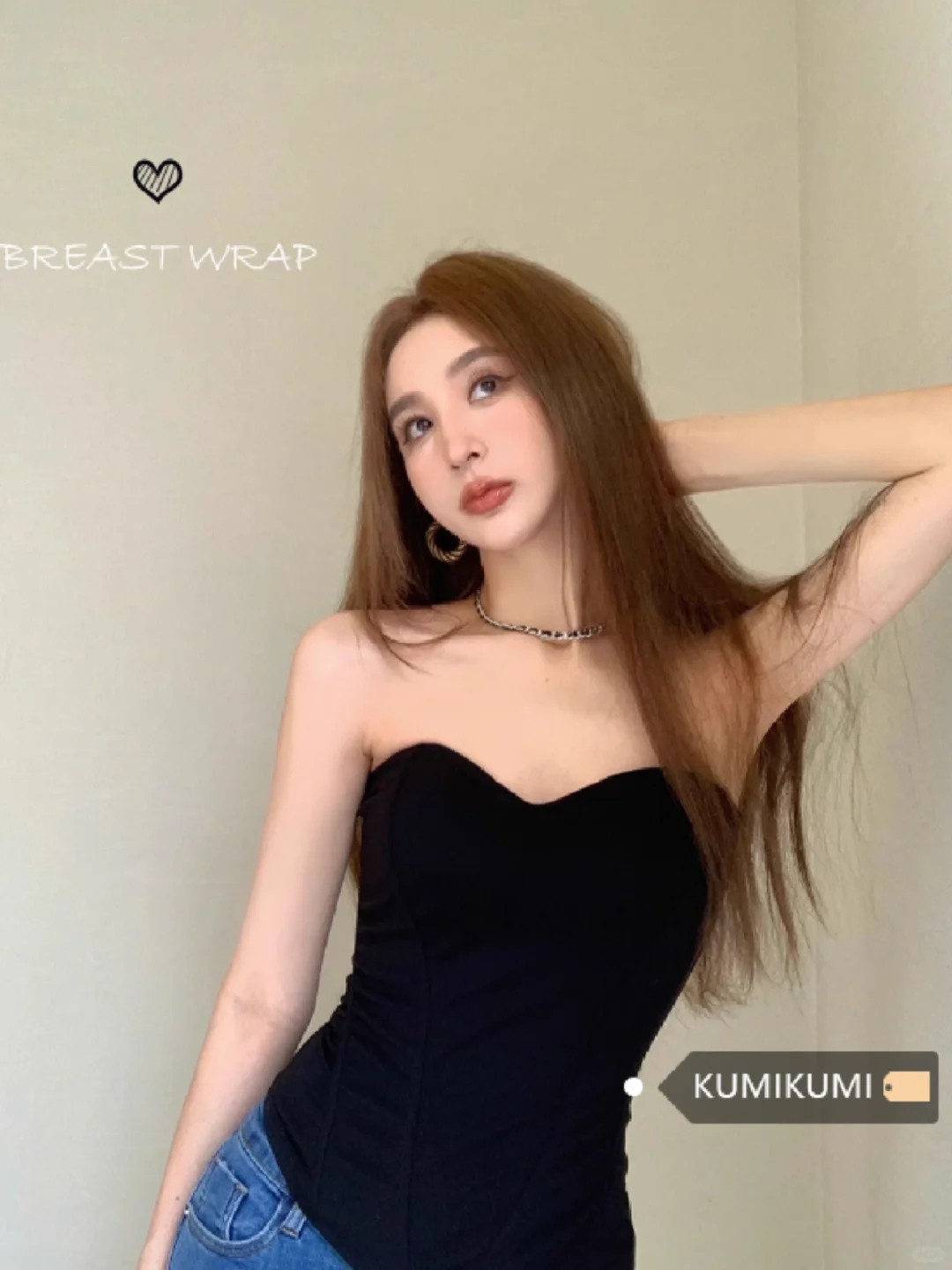 辣妹夏日必备！性感黑色抹胸小背心