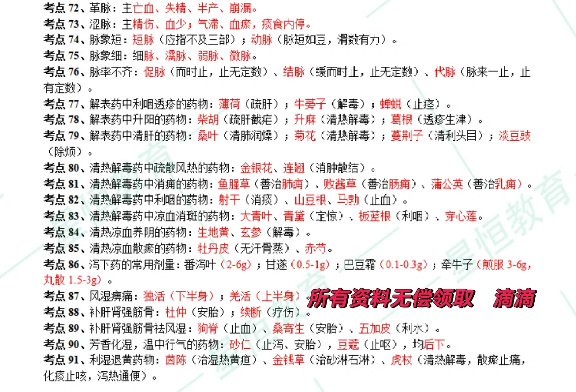 一起学习！中医笔试考试600考点汇总，滴滴