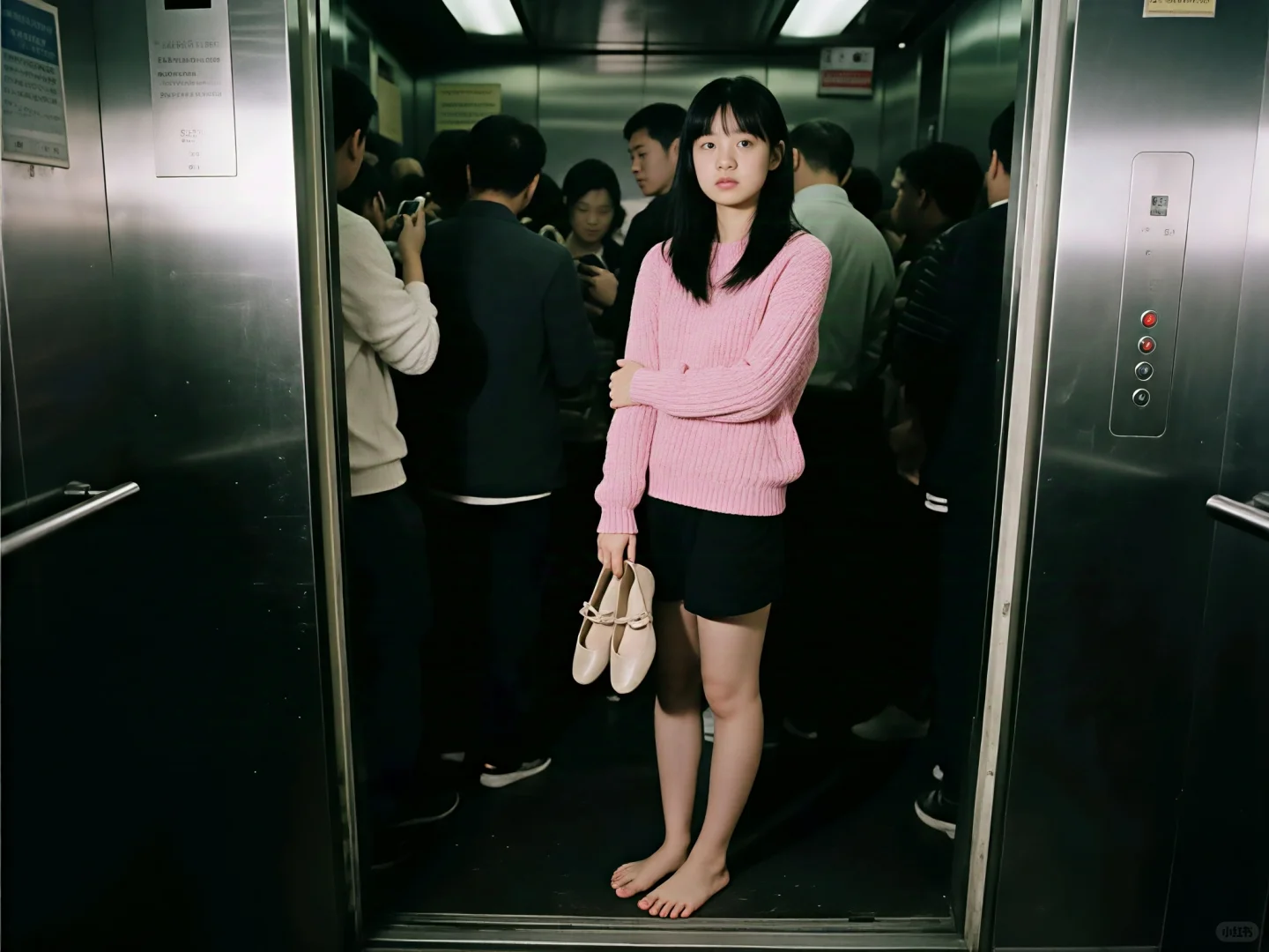[AI生成]电梯里的少女