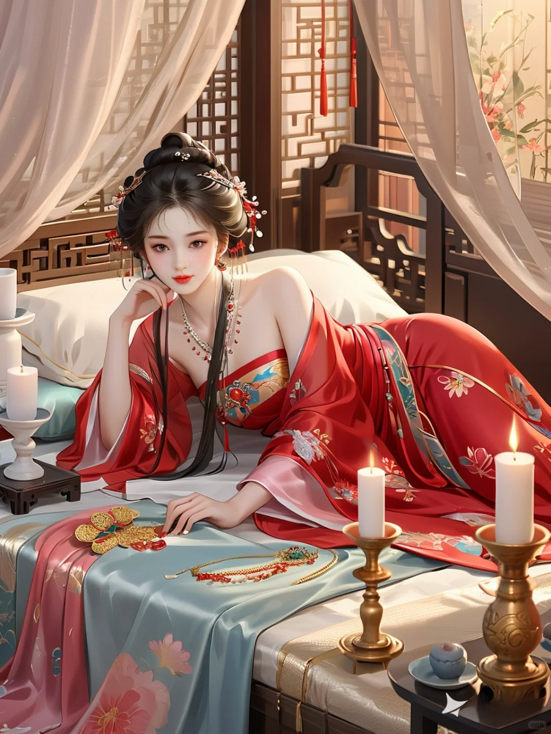 🌸古风女神的慵懒时光 绝美床上风情🌸