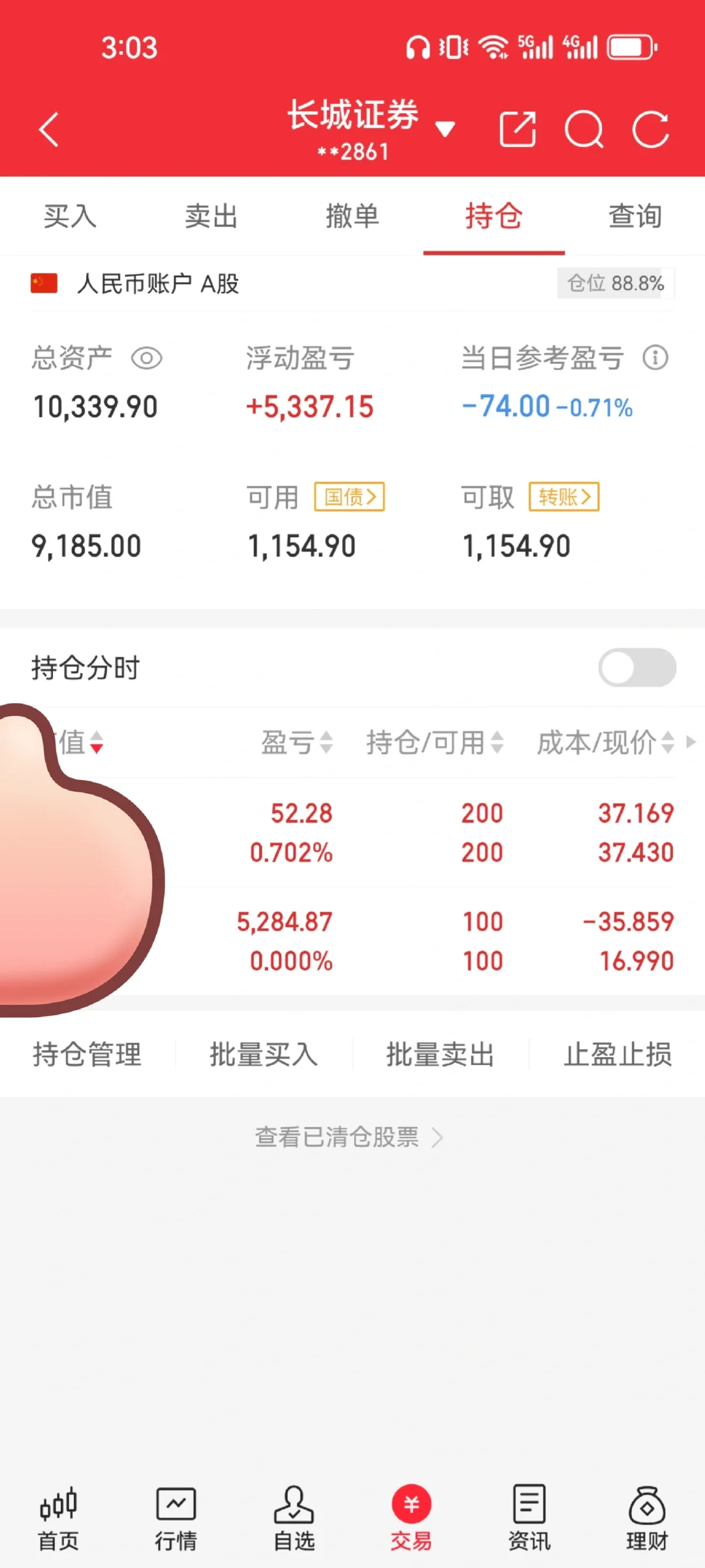 女大学生炒股1万冲1000万（第16天1.03万）
