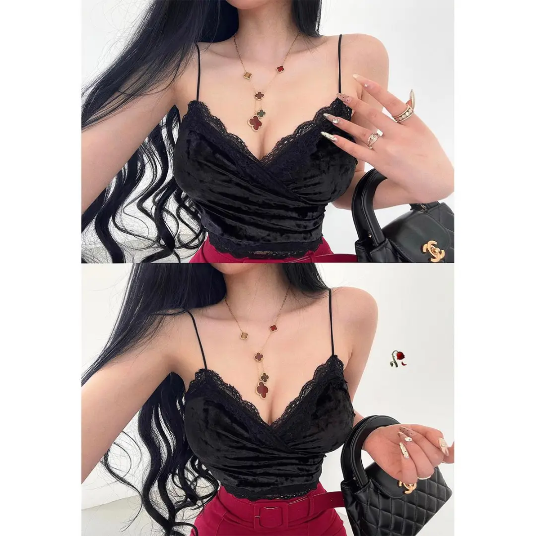 纯欲丝绒吊带背心，美背小心机🍃