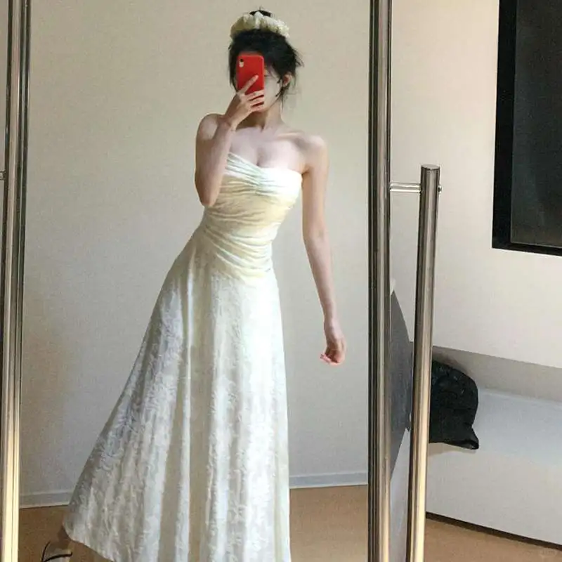 👗法式纯欲感拉满！一字肩长裙太绝了～