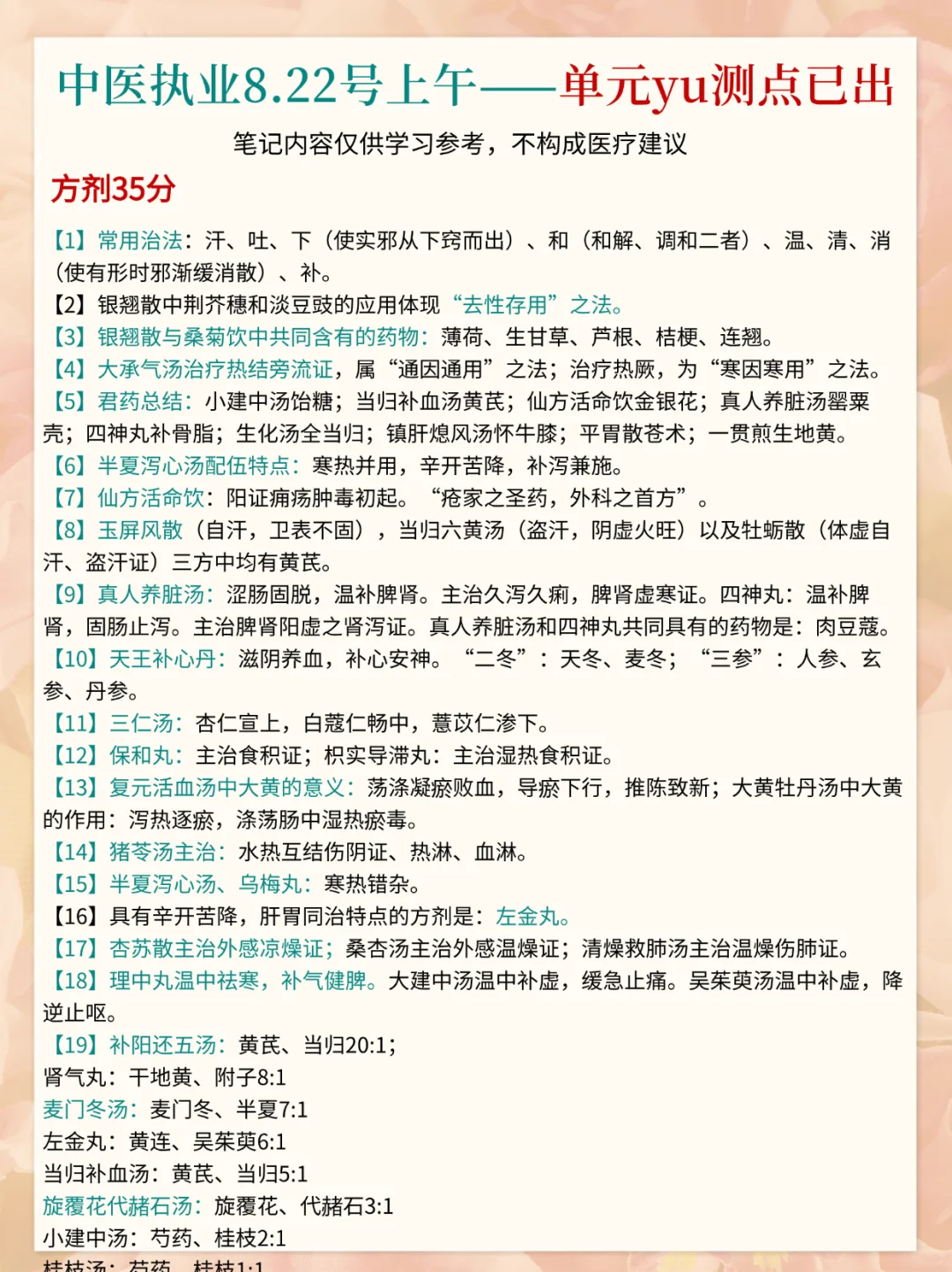 中医执业单元yu测点已出，背完及格不是问题