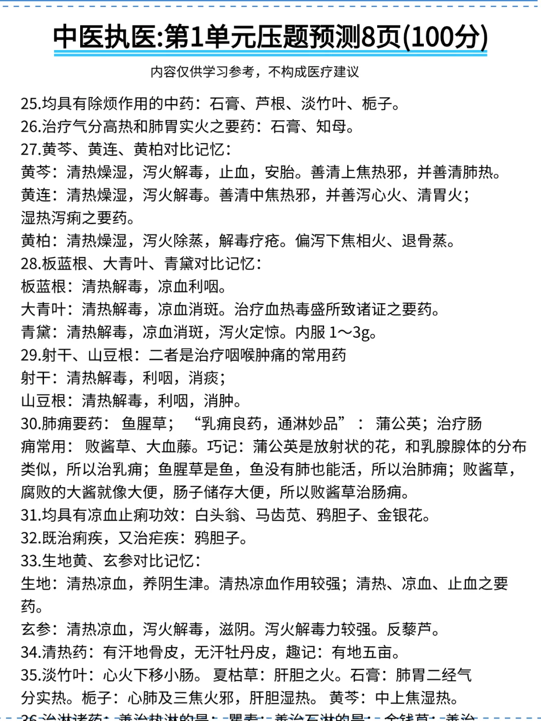 中医执业第1单元，150题不就是这些吗