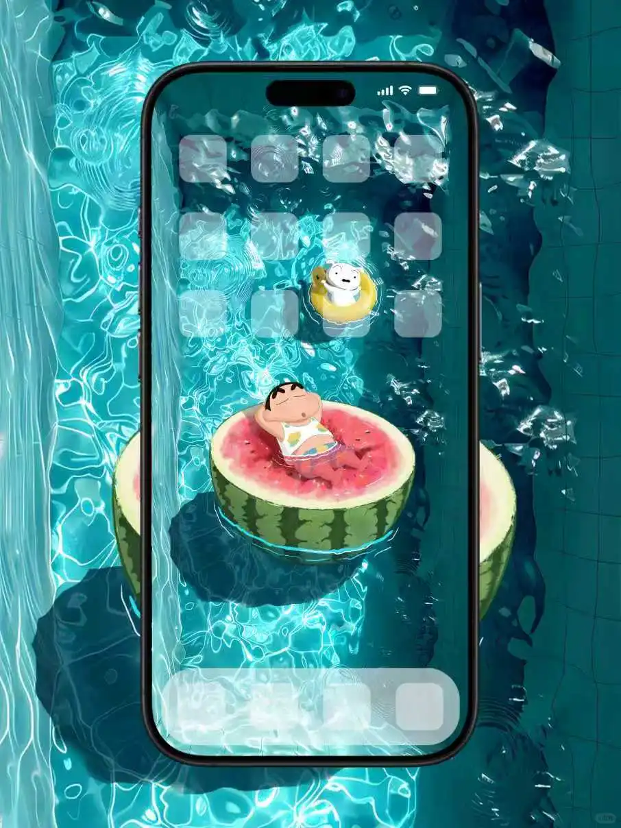 📱《蜡笔小新泳池系列手机壁纸来啦！》