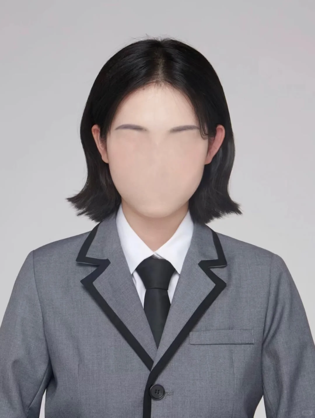 高级感灰黑色西装证件照模版