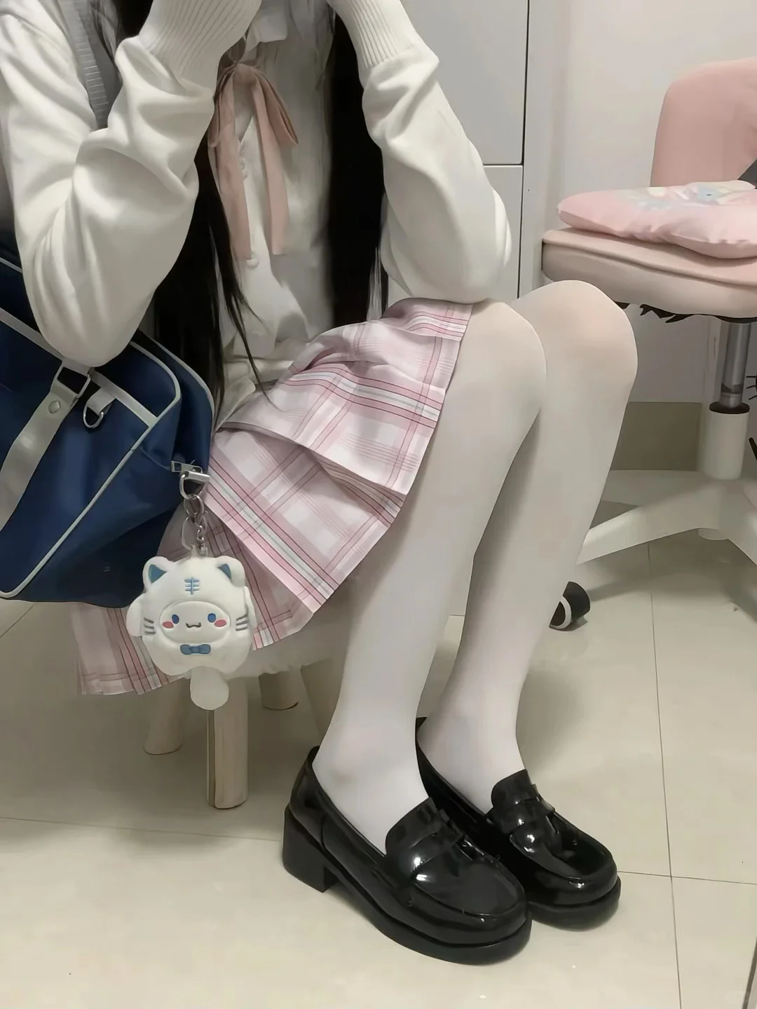 厚白裤袜